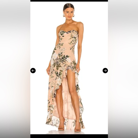 Amanda Uprichard Strapless Floral Peach High-Low Dress NWOT - Picture 2 of 15